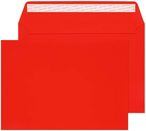 Blake Creative Senses C4 229 x 324 mm 140gsm Lüks Kadife Kaplama Peel & Seal Cüzdan Zarfları (V743) Kırmızı Kadife-125'li Paket