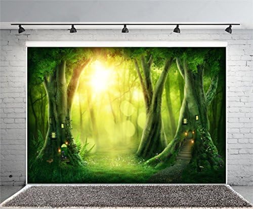 Leowefowa 10x8ft Büyülü Orman Peri Doğum Günü Zemin Fairytale Eski Ağaç Ev Zemin Fotoğrafçılık için Rüya Wonderland Yosunlu