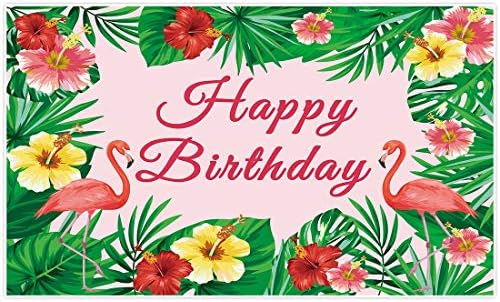 Allenjoy 5x3ft Pembe Yaz Flamingo Mutlu Doğum Günü Partisi Zemin Tropikal Hawaii Plaj Luau Fotoğraf Arka Plan Bebek Duş Gelin