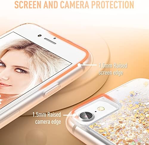 Maxdara iPhone için kılıf 6 6 s 7 8 Glitter Sıvı Kız Kadın Kılıf ile Temperli Cam Ekran Koruyucu Yüzer Bling Sparkle Lüks Pretty