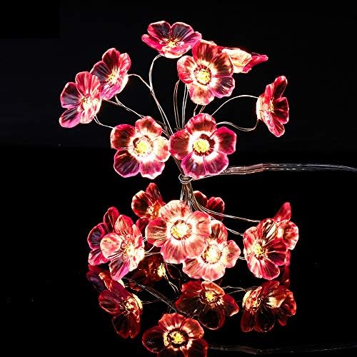 Haploon çiçek dize ışıkları dekoratif ışıklar, pembe kiraz çiçeği ışıkları ile uzaktan 8 modları 10ft 30 LED su geçirmez kiraz