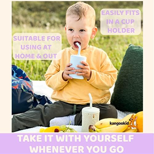 Kangookid Benzersiz Dahili Bebek Saman Fincan Dökülme Geçirmez Kapaklı / BPA Içermeyen Silikon Fincan Saman ile Bebekler için