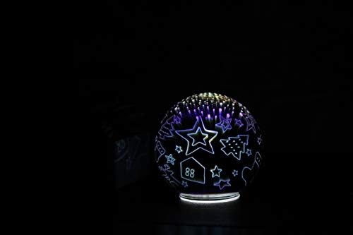 KoolTech Sihirli 3D Cam Kapak LED Gece ışık Masa Lambası Noel Tatil Kutlama için, havai fişek, yağmur Geyik, noel Ağacı (Top-Yıldız)
