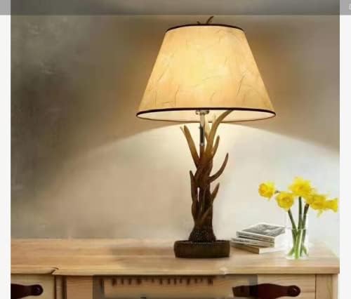 Rustik Lamba, USB Şarj Portu ile NİOSTA Boynuz Masa Lambası, 9 W 2700 K Sıcak Doğal Boynuz Gölge Dekor Oturma Odası Yatak Odası