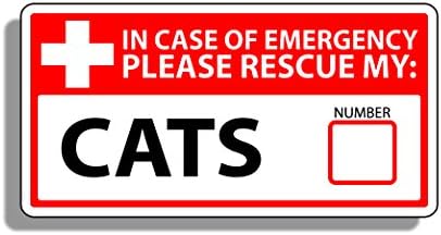 1st Ilk Yardım Acil Uyarı Çıkartmaları-Kedi Kediler Yavru Emniyet Kurtarma İtfaiyeci Yangın Pet Hayvanlar K9 Ev Ofis Kaydetmek