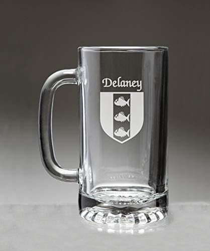 Delaney İrlanda Arması Cam Bira Kupası (Kum Kazınmış)