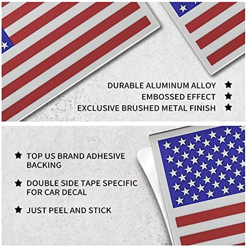 Kabartmalı 3D Metal Amerikan Bayrağı amblemi süslü çıkartmalar (1 Çift) fırçalanmış Kaplama, 5x3 inç Vatansever ABD ABD Bayrağı