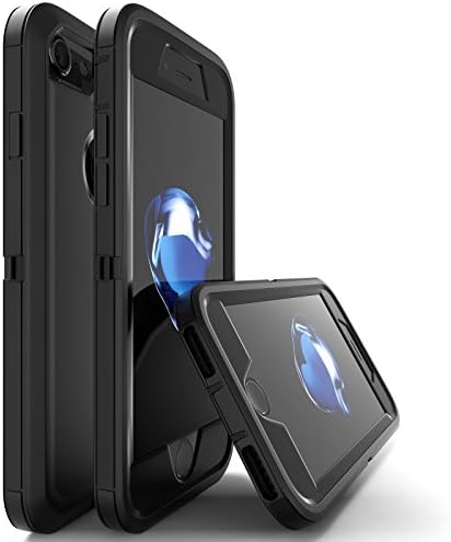 iPhone 8 Kılıf, Purpplex Defender Ağır Yüksek Darbe Hibrid Çift Katmanlı Sert PC Dış Kabuk İç Yumuşak Kauçuk Askeri Geçirmez