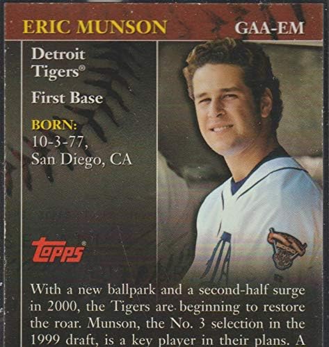 2001 Topps Eric Munson Tigers İmzalı Beyzbol Kartı GAA-EM