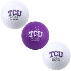 Takım Golf NCAA TCU Boynuzlu Kurbağalar Düzenleme Boyutu Golf Topları, 3 Paket, Tam Renkli Dayanıklı Takım Baskısı, Çok Renkli