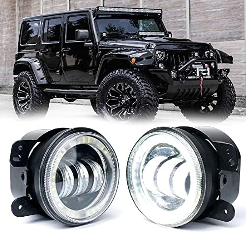 LEDMİRCY 4 inç Led sis farları ile Jeep için beyaz DRL ışık halkası 60 W ön tampon ışıkları sürüş sis lambaları 07-18 Jeep