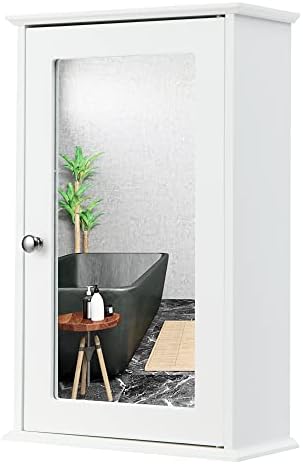 Aynalı LOKO Banyo Ecza Dolabı, Tek Aynalı Kapılı Duvara Monte Saklama Dolabı ve Banyo, Oturma Odası veya Giriş için Ayarlanabilir