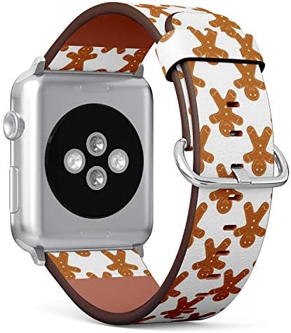 Apple Watch Serisi ile Uyumlu 7/6/5/4/3/2/1 (Küçük Versiyon 38/40 / 41mm) Deri Bileklik Bileklik Yedek Aksesuar Bandı + Adaptörler-Noel