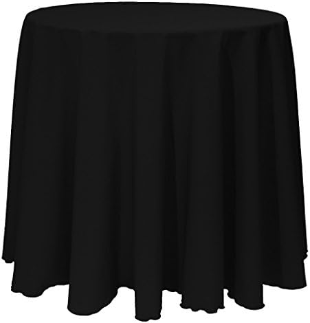 Ultimate Textile - 10 Paket-90 İnç Yuvarlak Polyester Keten Masa Örtüsü, Siyah