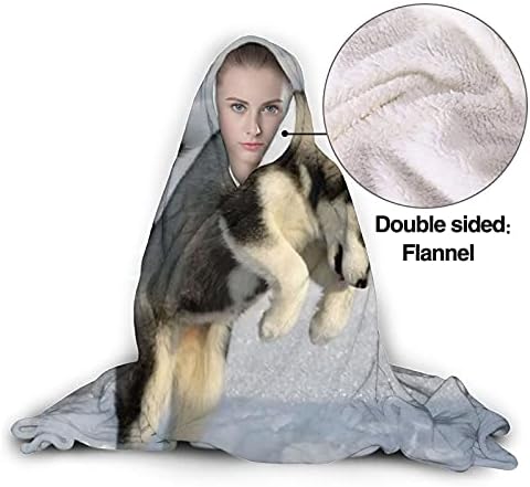 Sevimli Bebek Husky Kapşonlu Battaniye Peluş Açık Giyilebilir Atmak Battaniye Bornoz Kanepe Uyku Seyahat Yatak 80X 60