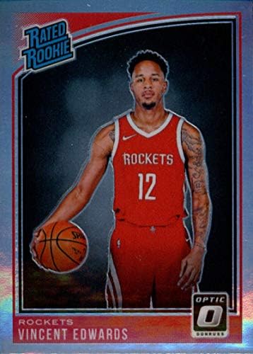 2018-19 Donruss Optik Prizm Holo Refrakter Basketbol 165 Vincent Edwards Houston Rockets Puan Çaylak Resmi NBA Ticaret Kartı