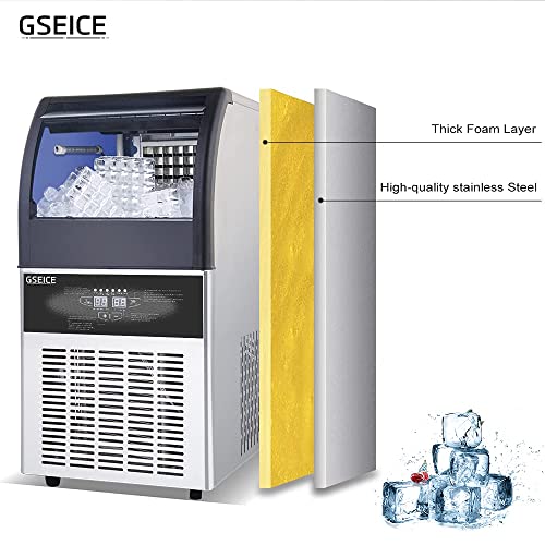 GSEİCE Ticari Buz Makinesi Makinesi, 100lbs / 24 H Altında Sayaç Buz Makinesi ile 34lbs Depolama Buz Kutusu, paslanmaz Çelik