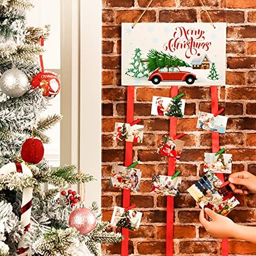 2 Parça ile Merry Christmas Fotoğraf Ekran Klipler SEVİNÇ Asılı Resim Kart tutucu için Noel Ev Duvar Kapı Dekorasyon, 40 Ahşap