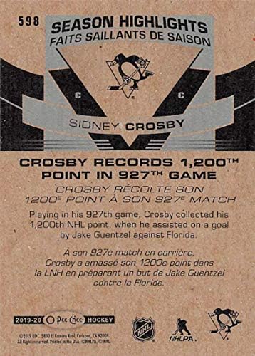2019-20 O-Pee-Chee Kırmızı Sınır Hokeyi 598 Sidney Crosby Pittsburgh Penguins SH Resmi Canadain Üst Güverte Şirketinden Özel
