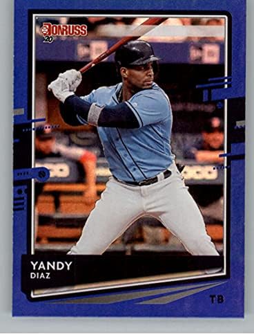 2020 Donruss Holo Mavi Beyzbol 190 Yandy Diaz Tampa Bay Rays Resmi MLB PA Beyzbol Ticaret Kartı Ham (NM veya Daha iyi) Durumda