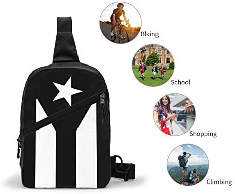 Pr Siyah Ve Beyaz Porto Rikolu Bayrağı tek kollu çanta Göğüs Paketi Crossbody Omuz sırt çantası Erkekler Kadınlar İçin Açık