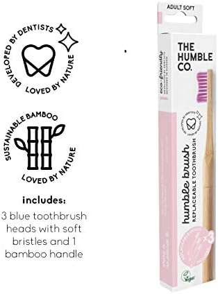 Humble Co. tarafından Biyolojik Olarak Parçalanabilir Bambu Diş Fırçası ve 3 Diş Fırçası Başlığı. - Sürdürülebilir Sıfır Atık