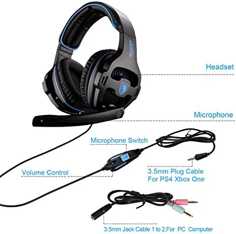 Xbox Kulaklık, Stereo Surround Ses oyun kulaklığı için PS4, PS5, PC, Xbox One, Gürültü Iptal Aşırı Kulak kulaklıklar için Mic
