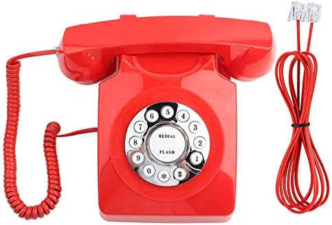 Vintage Telefon, 80'lerin Retro Sabit Telefon, Eski Moda Masa Telefonu, Numaraları Depolama Net Ses, Ev Yatak Odası Dekor (Kırmızı)