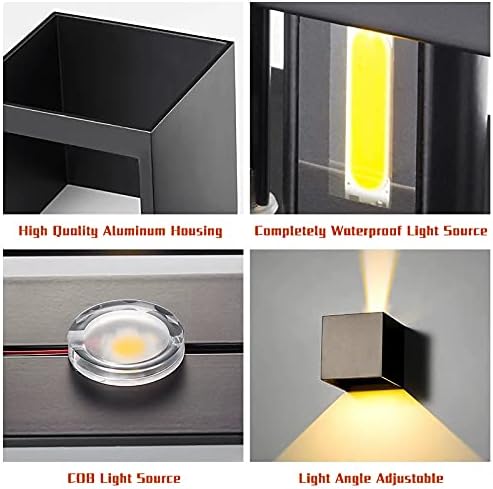 LED Alüminyum su geçirmez Duvar Lambası, Su geçirmez dış ışık 6W 100-277V 3000K Dış duvar ışık Sıcak ışık, Siyah
