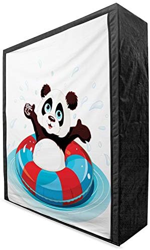 Lunarable Panda Taşınabilir Kumaş Gardırop, Yaşam Yüzme Havuzlu Suda Yüzen Panda Sıcak Yaz Günleri İllüstrasyon, Giyim Organizatörü