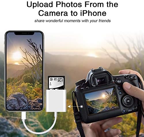 iPhone iPad Kamera için Sd Kart Okuyucu,Çift Kart Yuvası Hafıza Kartı Okuyucu SD ve TF Kartı Destekler Takip Kamerası Görüntüleyici