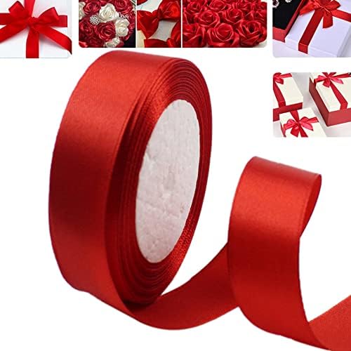 Saten Kurdele Ipek Kumaş Polyester 2.5 CM Kırmızı Noel Dekorasyon Zarif Parlaklık Hediye Kek Paketi Zanaat Dikiş Kek Dekorasyon