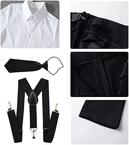 SaiLiiny Boys 4 Parça Takım Elbise Slim Fit Kıyafetler Yelek Setleri Siyah Mavi Resmi Dresswear Boy için