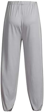 WUAI-Erkekler Geniş Bacak Hafif Gevşek Yoga Pantolon Elastik Bel Salonu Pijama Joggers Harem Pantolon