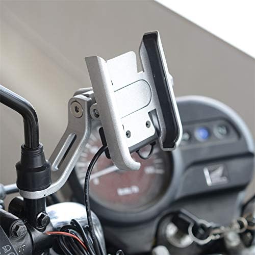 Motosiklet Dönebilen Ücretli Alüminyum Alaşım Cep Telefonu Tutucu, Ayna Tutucu Sürüm Fácil de usar (Renk: Gümüş)