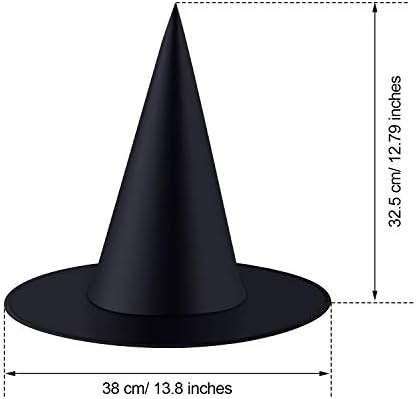 Tatuo Cadılar Bayramı cadı şapkası Cadı kostüm aksesuarı Cadılar Bayramı Noel Partisi için, Siyah (12 Adet)