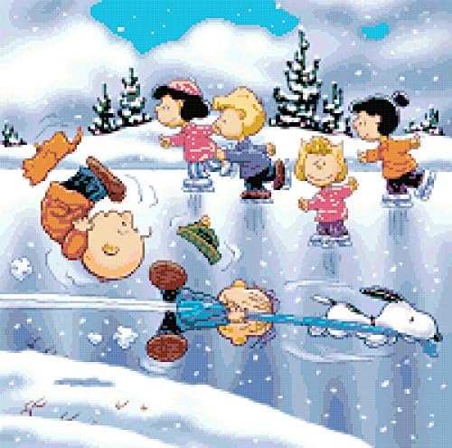 Fıstık Charlie Brown ve Çete Buz Pateni Sayılan Çapraz Dikiş Desen