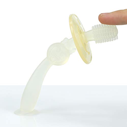 haakaa Bebek Diş Fırçası Diş Kaşıyıcı 360° Silikon Masaj Diş Kaşıyıcı, 1 adet (Temizle)
