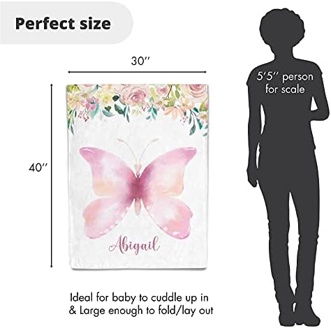 Yeshop Çiçek Kelebek Kişiselleştirilmiş Alma Bebek Battaniye Kız Erkek Çocuklar için Adı ile, Özelleştirilmiş Kundak battaniyeleri