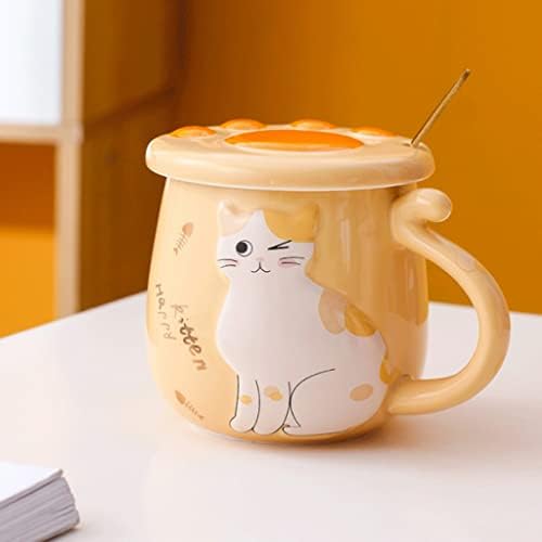 sevimli Kupa Seramik Kapaklı ve Kaşık 3D Hayvanlar Kahve Kupalar Süt Latte Çay Espresso Cappuccino Erkekler Kadınlar İçin Ev