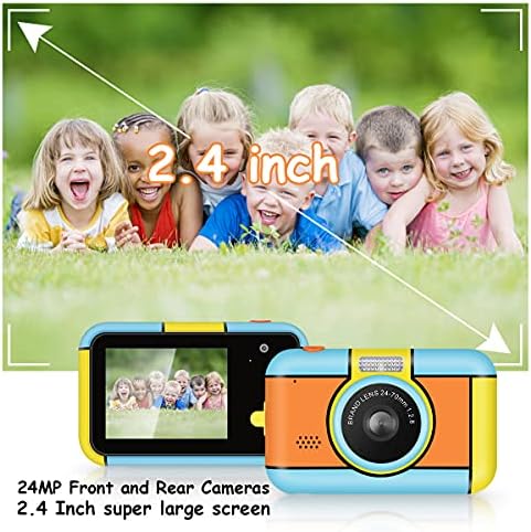 Çocuklar Dijital Kamera, Çocuk Özçekim Kamera 24MP Çift Lens, USB Şarj Edilebilir Darbeye 1080 P Video Kamera Kamera Oyuncak