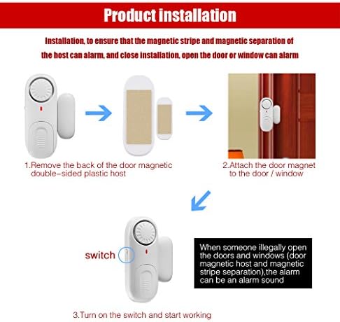 Fuers Güvenlik Pencere / Kapı Alarm Kontakları, 2-Pack,Pil Kumandalı Kablosuz Hırsız Uyarısı Manyetik Sensör Alarm Kolay Kurulum