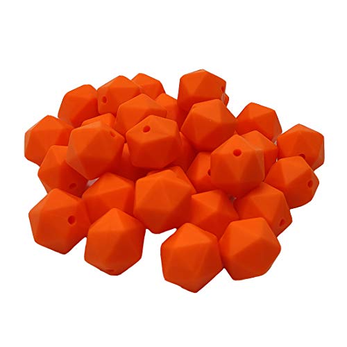 50 adet Portakal Kabuğu Rengi 17mm Silikon İcosahedron Boncuk Silikon İnci Boncuk Silikon Geometri Poligon Boncuk Anne Takı