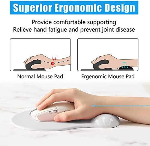 Hsurbtra Ergonomik Mouse Pad Bilek Istirahat Desteği ile, Jel Fare Altlığı Kaymaz PU Tabanı ile, Ağrı kesici Bellek Köpük Mousepad