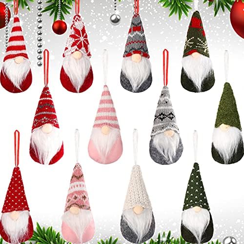 12 Adet Noel Santa Cüceler Süsler El Yapımı Asılı Tomte Cüceler Süslemeleri İsveç Peluş Bebek İskandinav Santa Elf Süsler Tatil