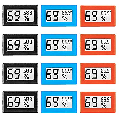 12 Paket Mini Dijital Elektronik Sıcaklık Nem Ölçer Ölçer Kapalı Termometre Higrometre LCD ekran Fahrenheit ( ℃ ) Nemlendiriciler