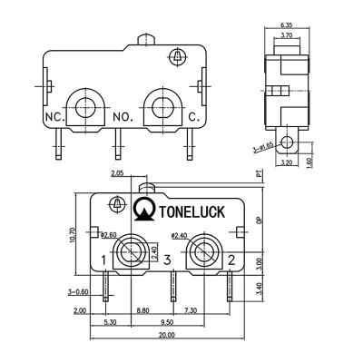 Toneluck mqs-1aaf100-s01 Koşu Bandı Kaldırma Motor Vinç 5A 250 V 3-pin ışık Dokunmatik mikroswitch(5 paketi)