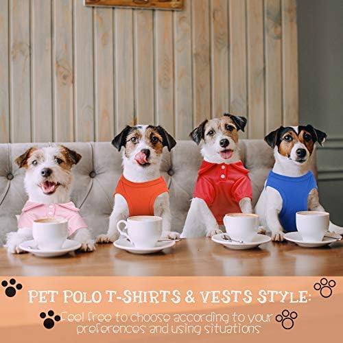 8 Adet Düz Renk Pet Gömlek İçerir 4 Adet Pet T-Shirt Köpek Giysileri ve 4 Adet Pamuk Pet Yelek Nefes Köpek Kazak Yaz Pet Kazak