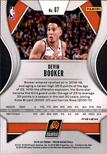 2019-20 Panini Prizm Prizm Kırmızı Beyaz ve Mavi 67 Devin Booker Phoenix Suns NBA Basketbol Ticaret Kartı