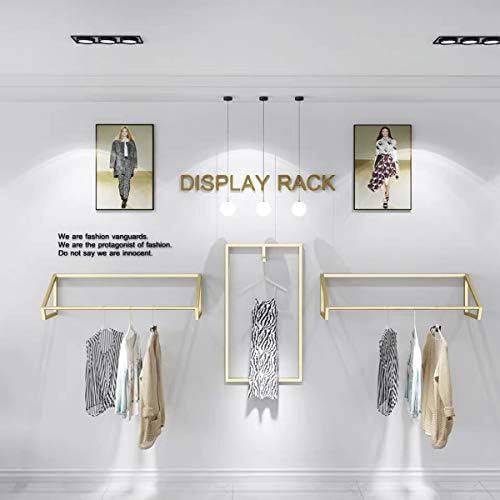 FURVOKİA Modern Basit Giyim Mağazası Organizasyon Ekran Standı, Duvara Monte Depolama Giysi Rafı, Ağır Metal Giysi Asılı Ray,